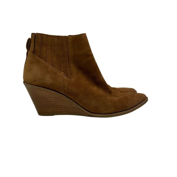 Brown Wedge Heel Ankle Booties Women's Casual Fashion Boots - Picture 2 of 11